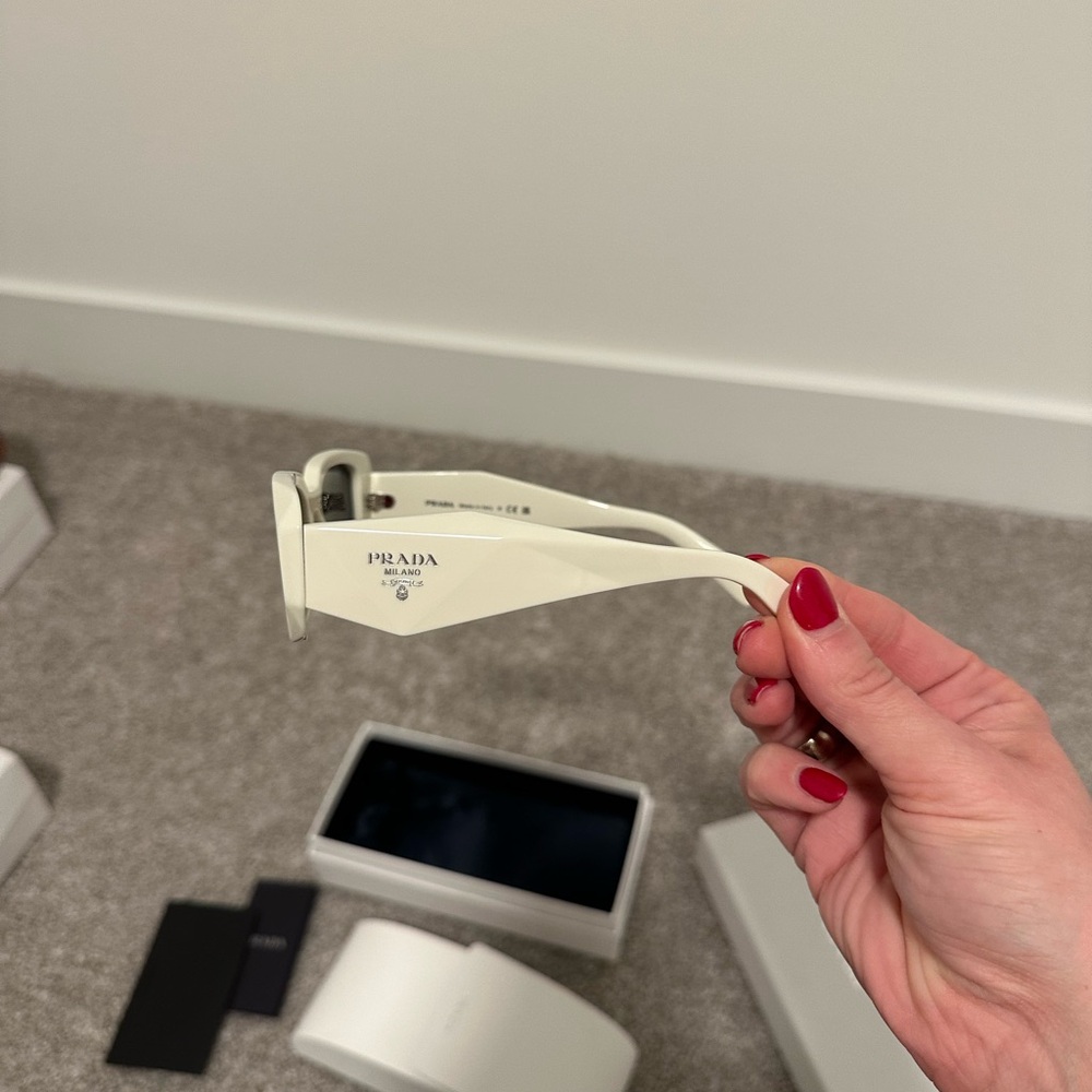 Prada White Rectangular Sunglasses - image 3